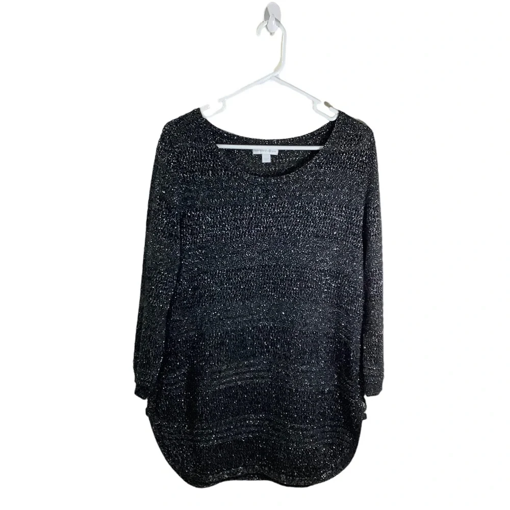 New York & Company Metallic Striped Sweater